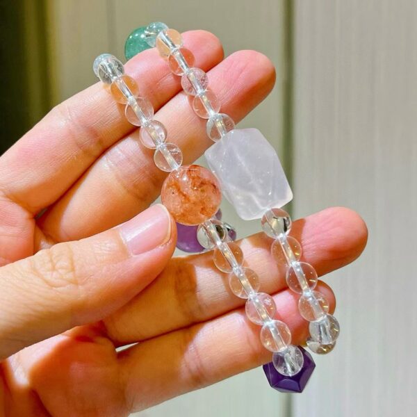 418#High quality natural vitreous body white crystal yellow crystal purple lithium brilliant sea blue Baofenda glue flower bracelet bracelet bracelet bracelet - Image 6