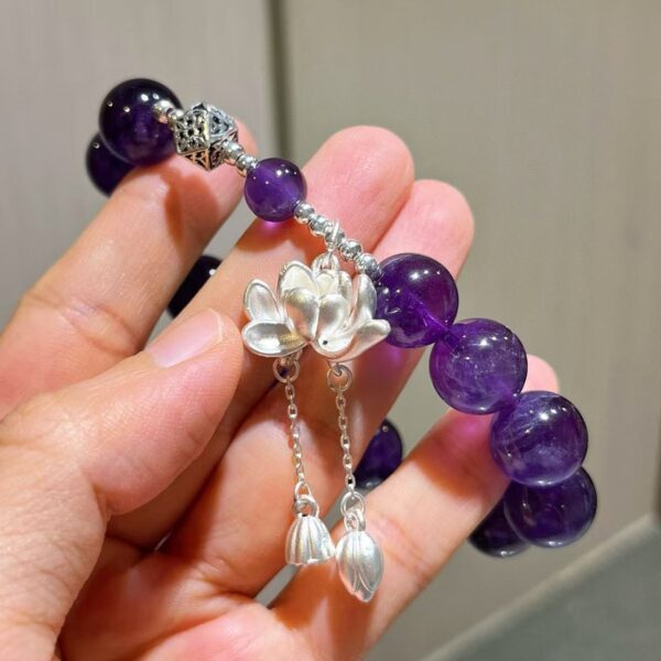 425#925 silver high-quality 12mm Uruguayan royal amethyst bracelet bracelet bracelet bracelet - Image 6