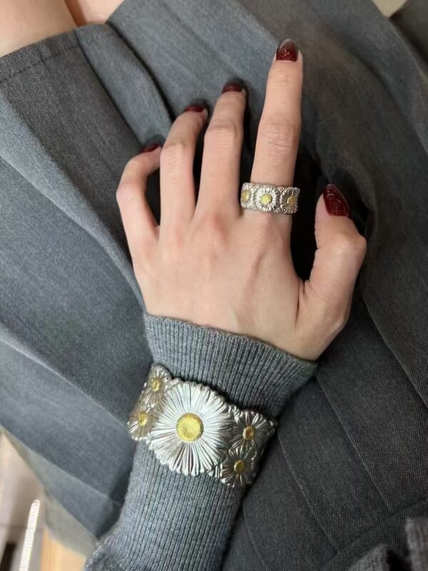 293#New Series Natural Agate Daisy Belt Diamond Wide Edition Bracelet Premium - Image 5