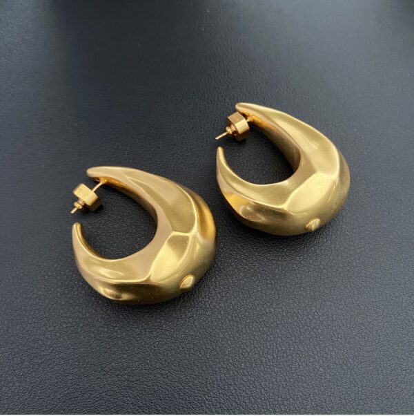 339#European and American matte plated 24k gold geometric non-standard design earrings retro personality earrings fashionable light luxury earrings - Image 2