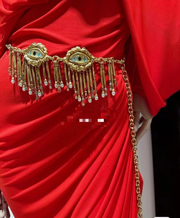 366#Classic designer Devil's Eye tassel necklace, tassel waist chain - Image 3