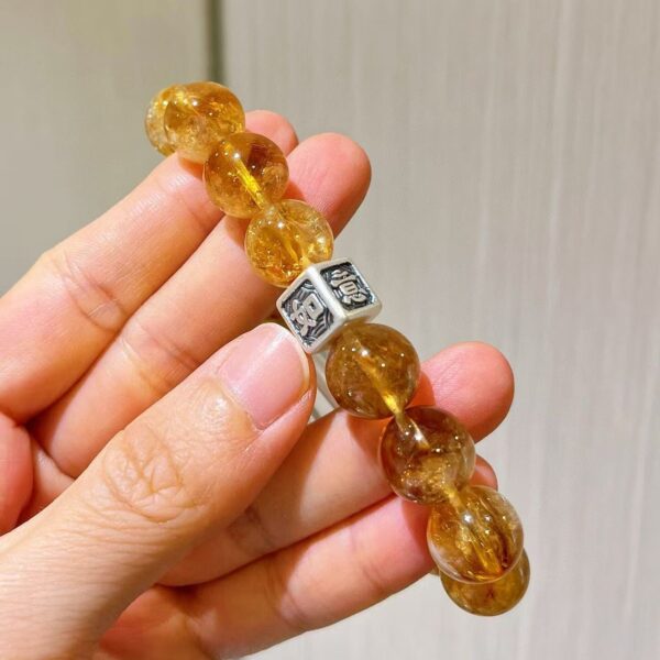 413#925 Silver Natural High Quality 12-13mm Yellow Crystal White Crystal Bracelet - Image 7