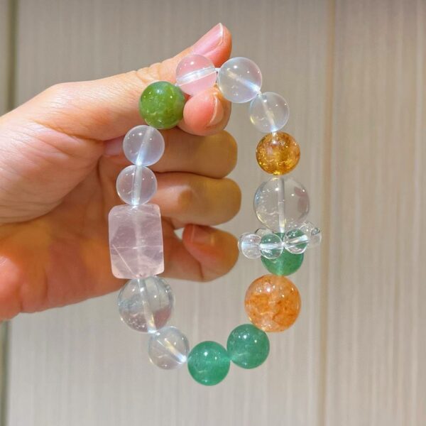 415#12-16mm high-quality vitreous natural white crystal green fenda gel pollen crystal milk white crystal bracelet - Image 7