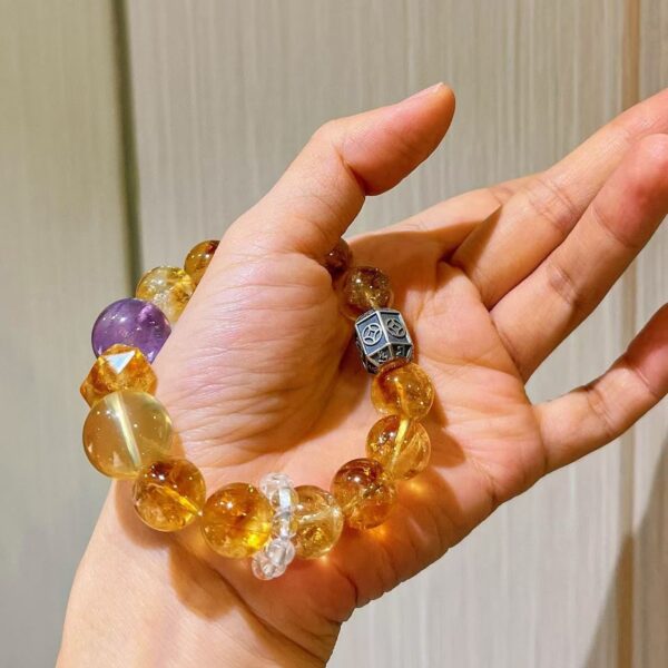 422#925 Silver Natural High Quality 12mm Ice Transparent Glass Crystal Yellow Crystal Purple Crystal Lemon Yellow Bracelet - Image 6