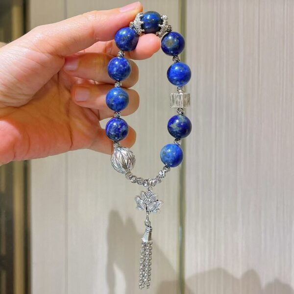 431#12mm large particle high-quality natural lapis lazuli tassel design retro bracelet bracelet bracelet bracelet - Image 7