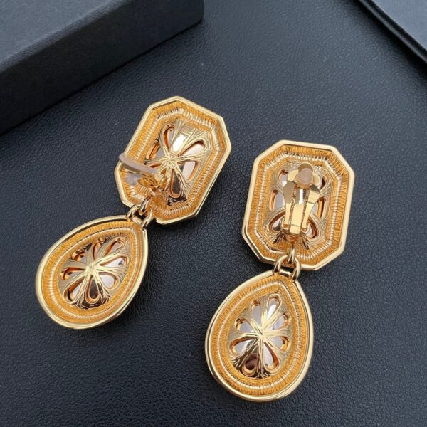 435#New vintage geometric water droplet ear clip retro earrings with light luxury and high-end customization style, fashionable earrings - Image 7