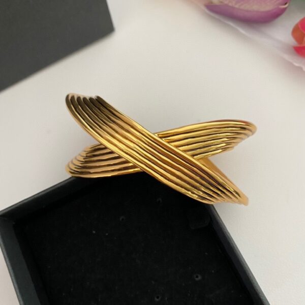 323#European and American retro metal line multi-layer cross winding bracelet with high-end feel, open mouth bracelet, designer's jewelry - Image 9