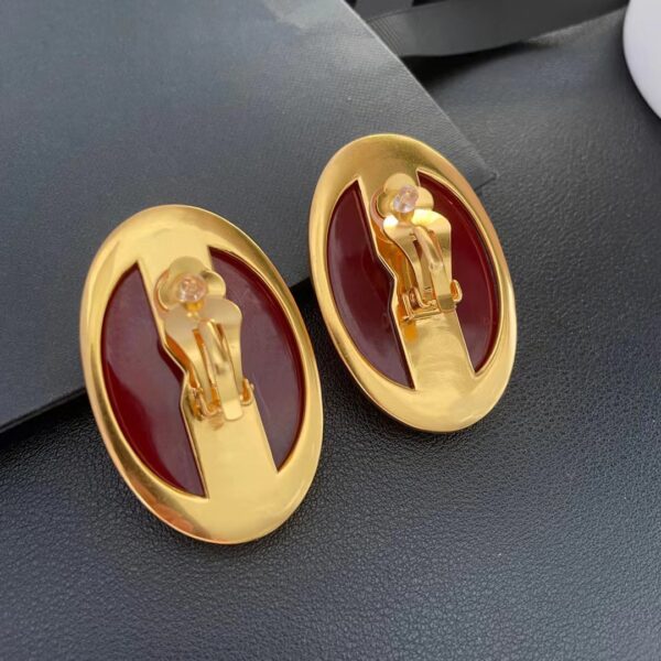 439#Bockendi Red European and American retro oval shaped ear clip high customization fashionable and simple earrings and earrings - Image 7