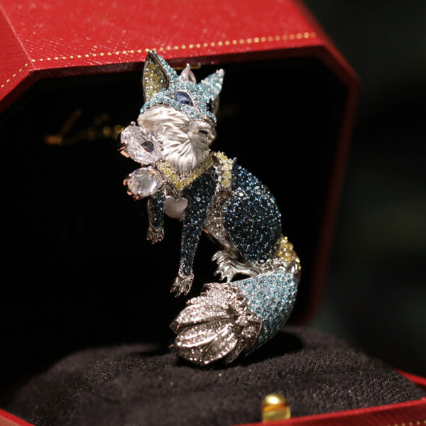 445666#European and American Fashion Design Exhibition Color Treasure Jewelry Luxury High End Fox Brooch Pendant Own Copyright - Image 7