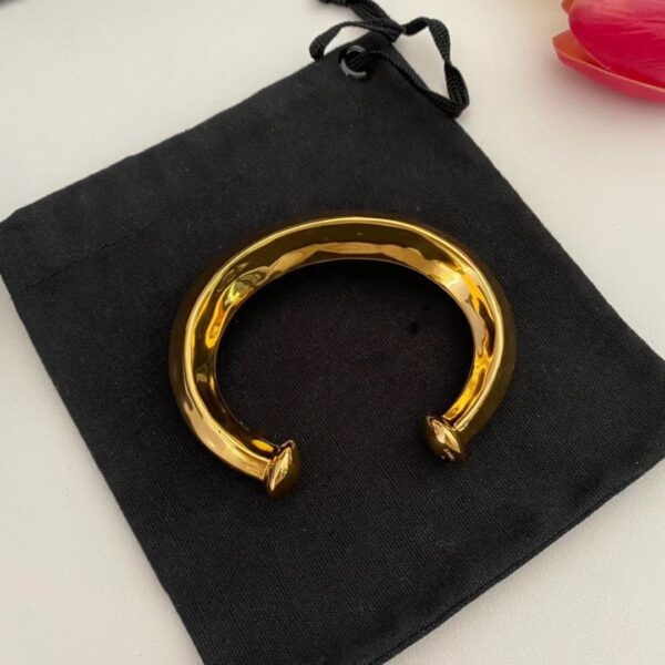 324#European and American retro plated 24k gold geometric opening bracelet, high-quality fashion designer style temperament bracelet - Image 3