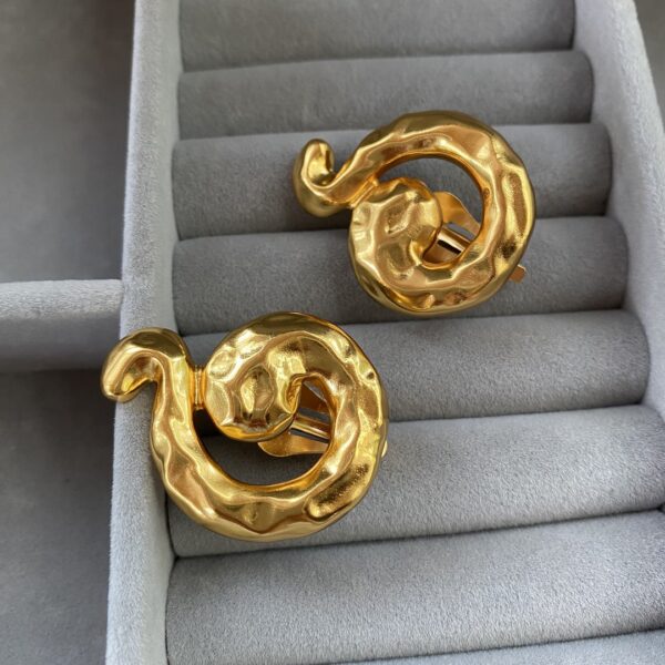 346#European and American retro design musical note ear clip irregular texture vintage earrings fashionable earrings - Image 2