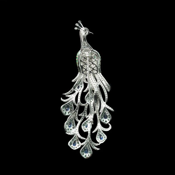 356#S925 silver plated 14k gold high carbon diamond high customization peacock royal blue high-end jewelry girl brooch pendant - Image 6