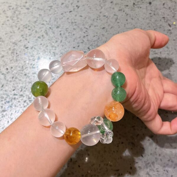 415#12-16mm high-quality vitreous natural white crystal green fenda gel pollen crystal milk white crystal bracelet - Image 8