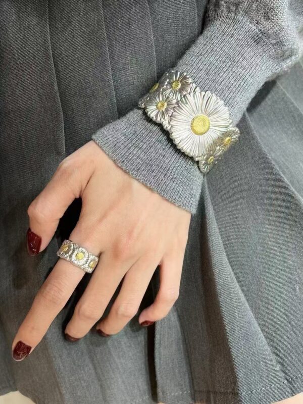 293#New Series Natural Agate Daisy Belt Diamond Wide Edition Bracelet Premium - Image 6