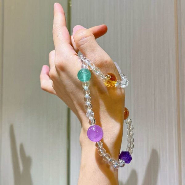 418#High quality natural vitreous body white crystal yellow crystal purple lithium brilliant sea blue Baofenda glue flower bracelet bracelet bracelet bracelet - Image 4