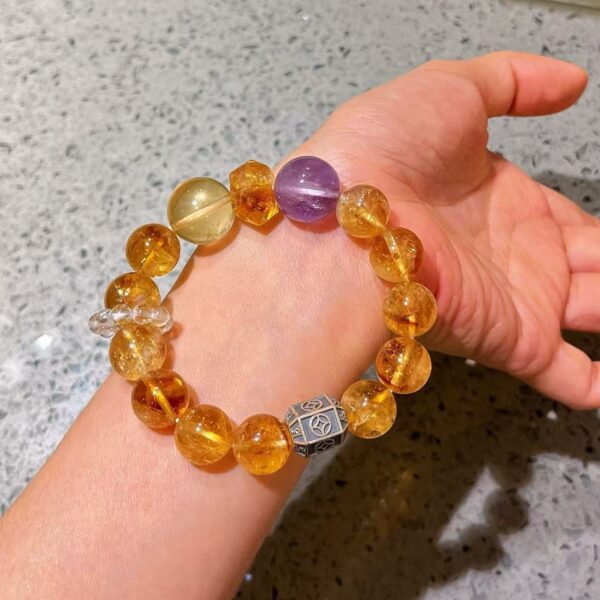 422#925 Silver Natural High Quality 12mm Ice Transparent Glass Crystal Yellow Crystal Purple Crystal Lemon Yellow Bracelet - Image 7