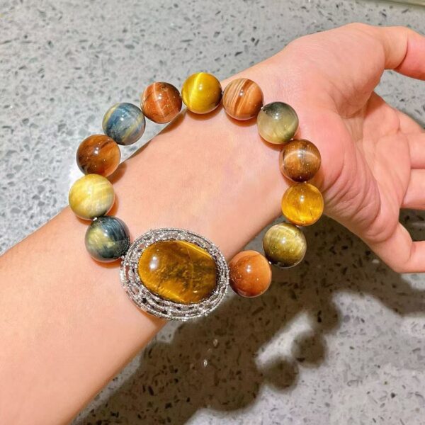 430#14mm large particle high-quality natural tiger eye stone bracelet bracelet bracelet bracelet - Image 8