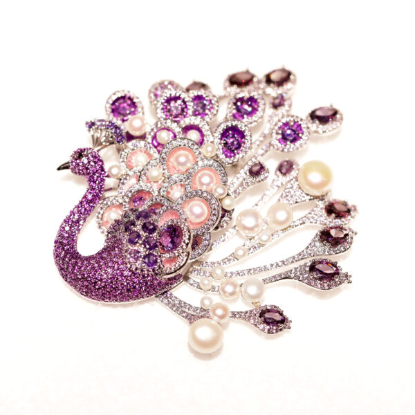 442666#Luxury natural freshwater pearl high-end art jewelry fashion design peacock brooch - Image 5