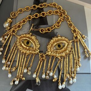 366#Classic designer Devil's Eye tassel necklace, tassel waist chain