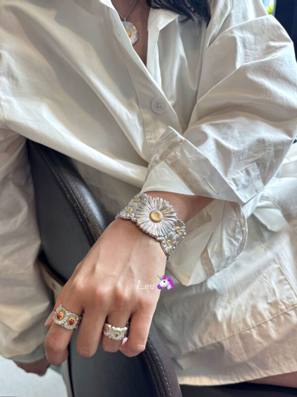 293#New Series Natural Agate Daisy Belt Diamond Wide Edition Bracelet Premium - Image 8