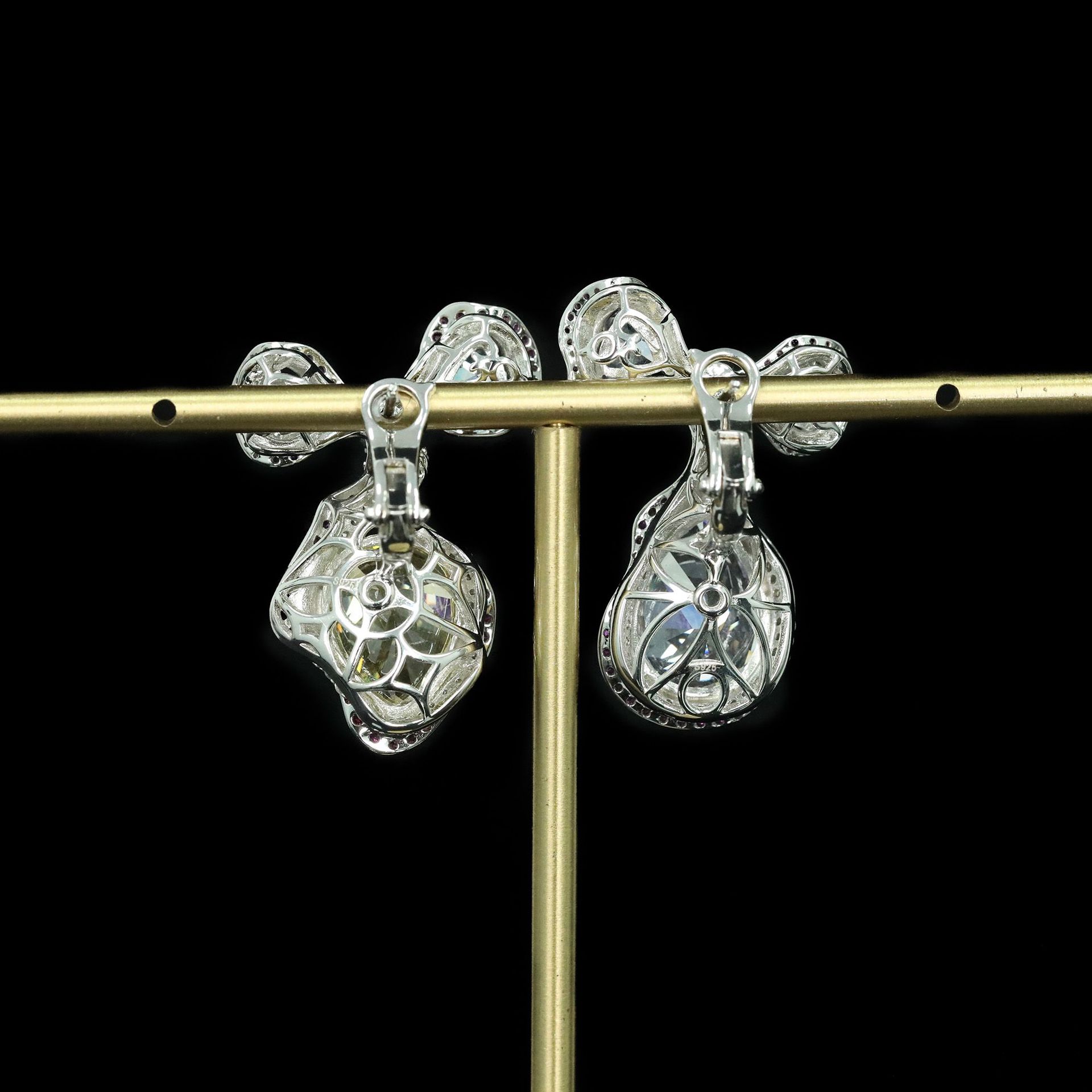 407#925 silver gold-plated earrings with high carbon diamond Cindychao high-end custom style, colorful yellow bow, versatile jewelry, girls' ear buckle - Image 6