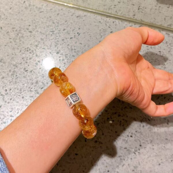 413#925 Silver Natural High Quality 12-13mm Yellow Crystal White Crystal Bracelet - Image 9