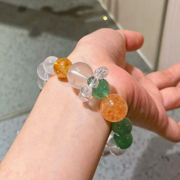415#12-16mm high-quality vitreous natural white crystal green fenda gel pollen crystal milk white crystal bracelet - Image 9