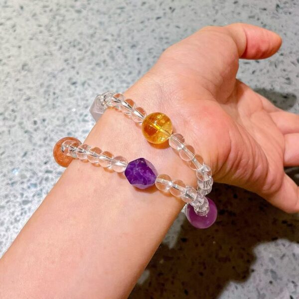 418#High quality natural vitreous body white crystal yellow crystal purple lithium brilliant sea blue Baofenda glue flower bracelet bracelet bracelet bracelet - Image 3
