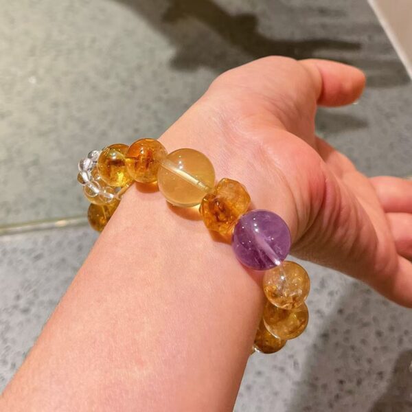 422#925 Silver Natural High Quality 12mm Ice Transparent Glass Crystal Yellow Crystal Purple Crystal Lemon Yellow Bracelet - Image 8