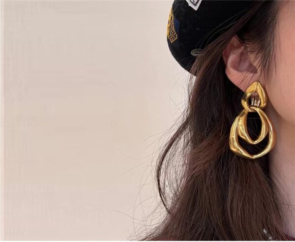 338#French medieval geometric hollow multi-layer ear clip with a light luxury and high-end feel, reminiscent of ancient style earrings - Image 4