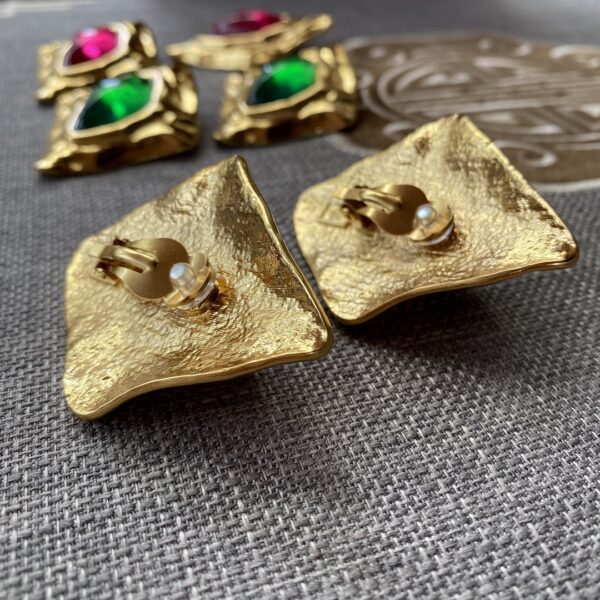 347#European and American retro irregular geometric quadrilateral ear clip, professional style, personalized vintage earrings - Image 3