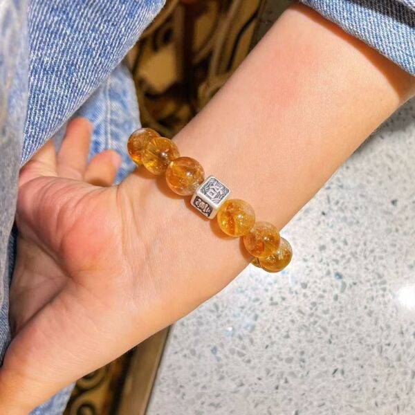 413#925 Silver Natural High Quality 12-13mm Yellow Crystal White Crystal Bracelet - Image 11