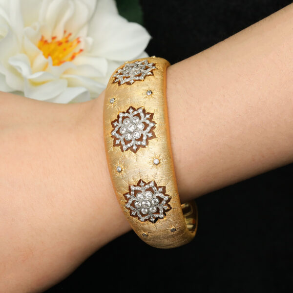 319#925 silver plated 24k gold bracelet with high carbon diamond wire drawing technology, luxurious and versatile jewelry for girls - Image 5