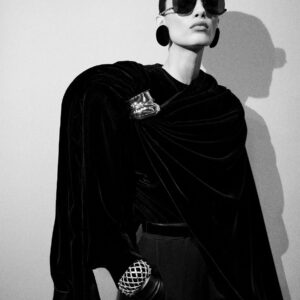 441666#European and American new fashionable ear clip simple circular geometric velvet black fashion style retro earrings