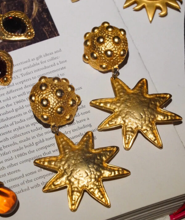 332#European and American retro star design fashionable ear clip with unique temperament earrings vintage earrings - Image 5