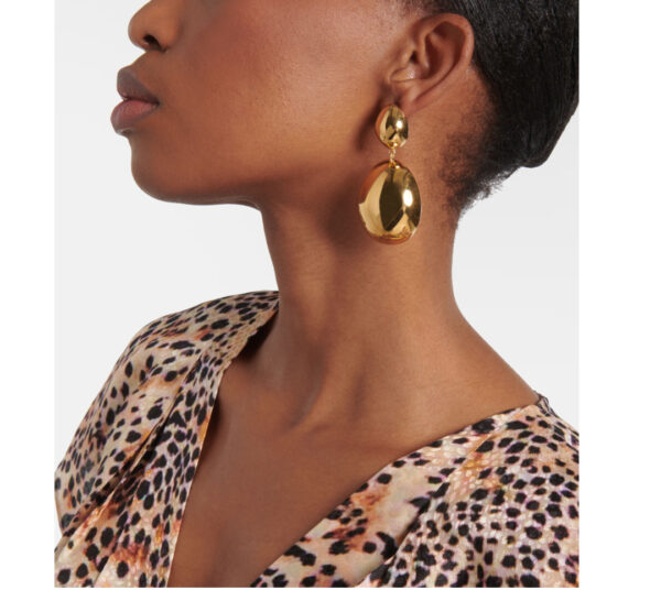 336#European and American high-end fashion design egg shaped earrings brass plated 24k gold geometric shape light luxury style personalized earrings - Image 6
