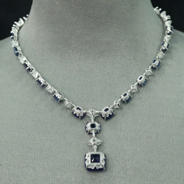 369#46.8ct Cultivate Fat Square Sapphire Royal Blue Star Cutting Heavy Industry High Order Light Luxury Necklace Banquet Jewelry - Image 6
