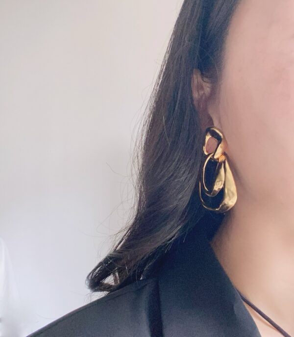 338#French medieval geometric hollow multi-layer ear clip with a light luxury and high-end feel, reminiscent of ancient style earrings - Image 3