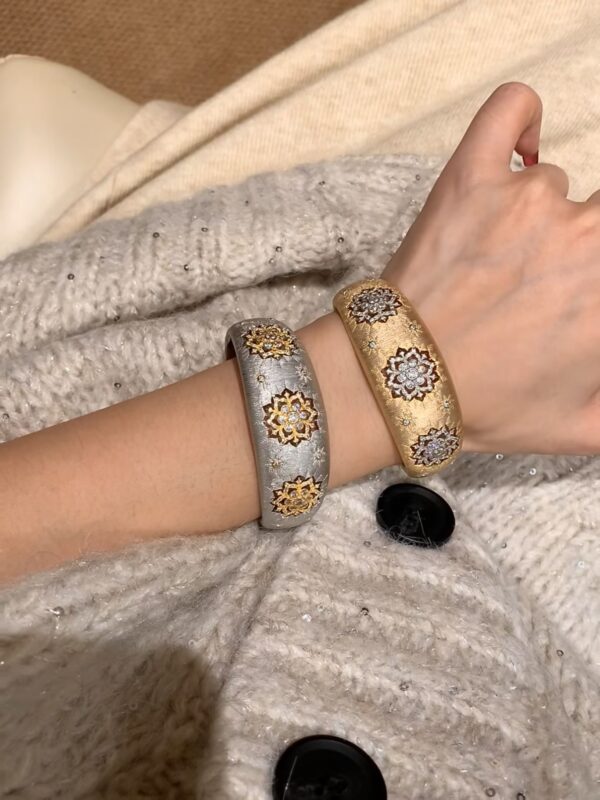 319#925 silver plated 24k gold bracelet with high carbon diamond wire drawing technology, luxurious and versatile jewelry for girls - Image 7