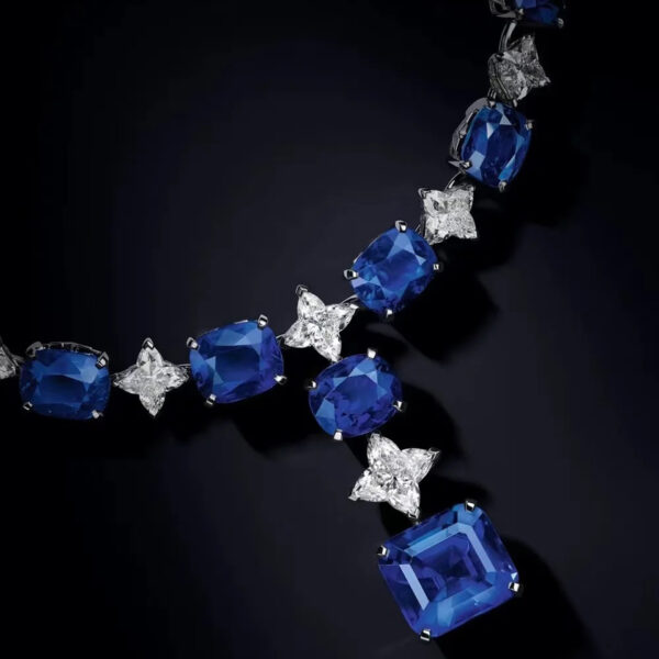 369#46.8ct Cultivate Fat Square Sapphire Royal Blue Star Cutting Heavy Industry High Order Light Luxury Necklace Banquet Jewelry - Image 7