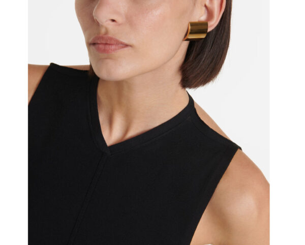 337#European and American style fashion design trendy brand earrings with high-end feel brass plated with 24k gold, simple smooth surface geometric curved square earrings - Image 4