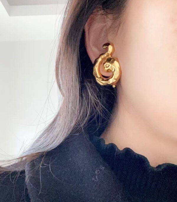 346#European and American retro design musical note ear clip irregular texture vintage earrings fashionable earrings - Image 6