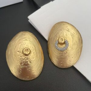 #460 Retro Elliptical Asymmetric Design Earrings
