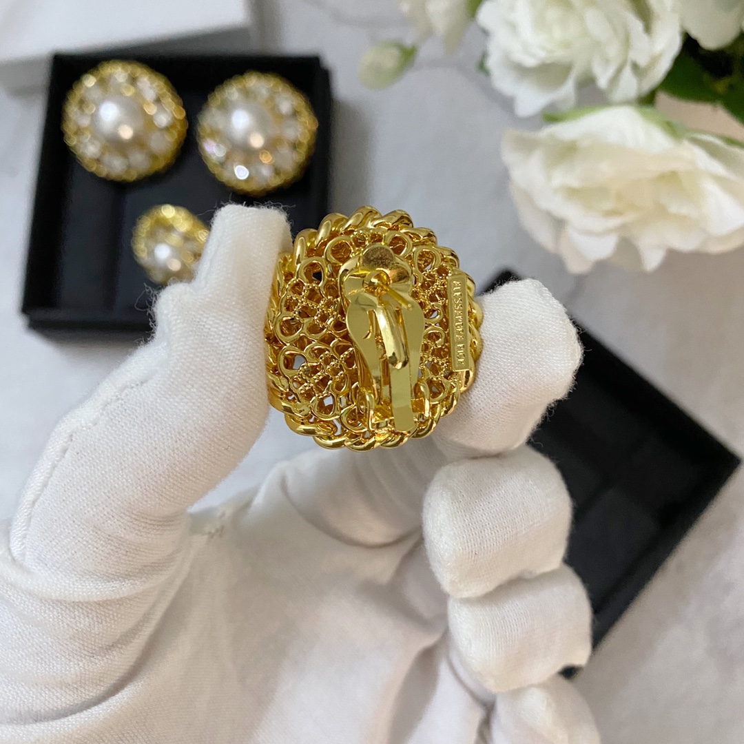 #469 French niche design new round pearl and crystal earrings - Image 7