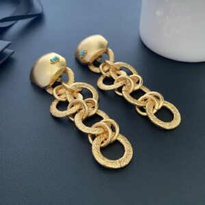 #475 French-style vintage exclusive geometric chain design shoulder ear clips, detachable and dual-purpose