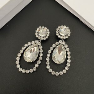 #497 Exclusive High-Class Exaggerated Crystal Flower Ear Clip - Simple Style, Fashionable Earrings