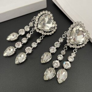 #505 Exclusive High-Class Fashion Exaggerated Heart-shaped Fringe Crystal Ear Clips
