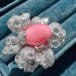 #520 Natural Sea Pearl Ring 4.15ct Pink Flower Ring