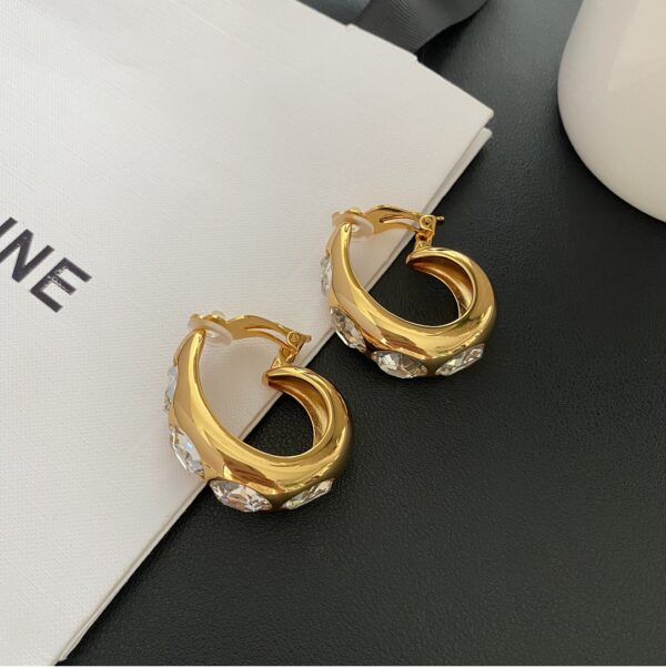 452#French medieval geometric oval earrings with crystal light luxury and fashion sense, retro style earrings - Image 4