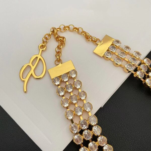 45166#European and American fashion new gold heart multi-layer crystal adjustable necklace with light luxury design and high-end feeling collarbone chain - Image 6